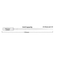 Transfer pipette- 5ml- blood bank- graduated to 2mL- non-sterile- bulk pack- 250/pk-P4115-00