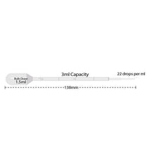 Transfer pipette- 3ml- short bulb- graduated to 1mL- sterile- individually wrapped- 500/cs-P4117-11