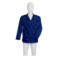 Tecstat L1 99% Poly, 1% Carbon Fiber NAVY Blue ESD Smock, Waist Length, Lapel Collar, Snaps in Front & Cuffs, LG - ESM-M414