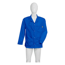 Tecstat L1 99% Poly, 1% Carbon Fiber Royal Blue ESD Smock, Waist Length, Lapel Collar, Snaps in Front & Cuffs, SM - ESM-A412