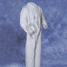 Tians Coveralls, White MP Coated, Collar, No Elastic, XLG, 25/Cs - 216850-XL