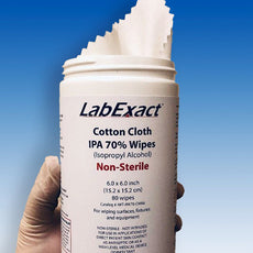 Disinfectant wipes, cotton cloth, non-sterile, 70% Isopropyl Alcohol, 6x6inch, 80ct cannister - IWT-IPA70-CW66