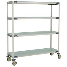 MetroMax i X366EFX3 4-Shelf Industrial Plastic Shelving Mobile Cart, Solid Shelves, 18" x 60" x 67.3125"